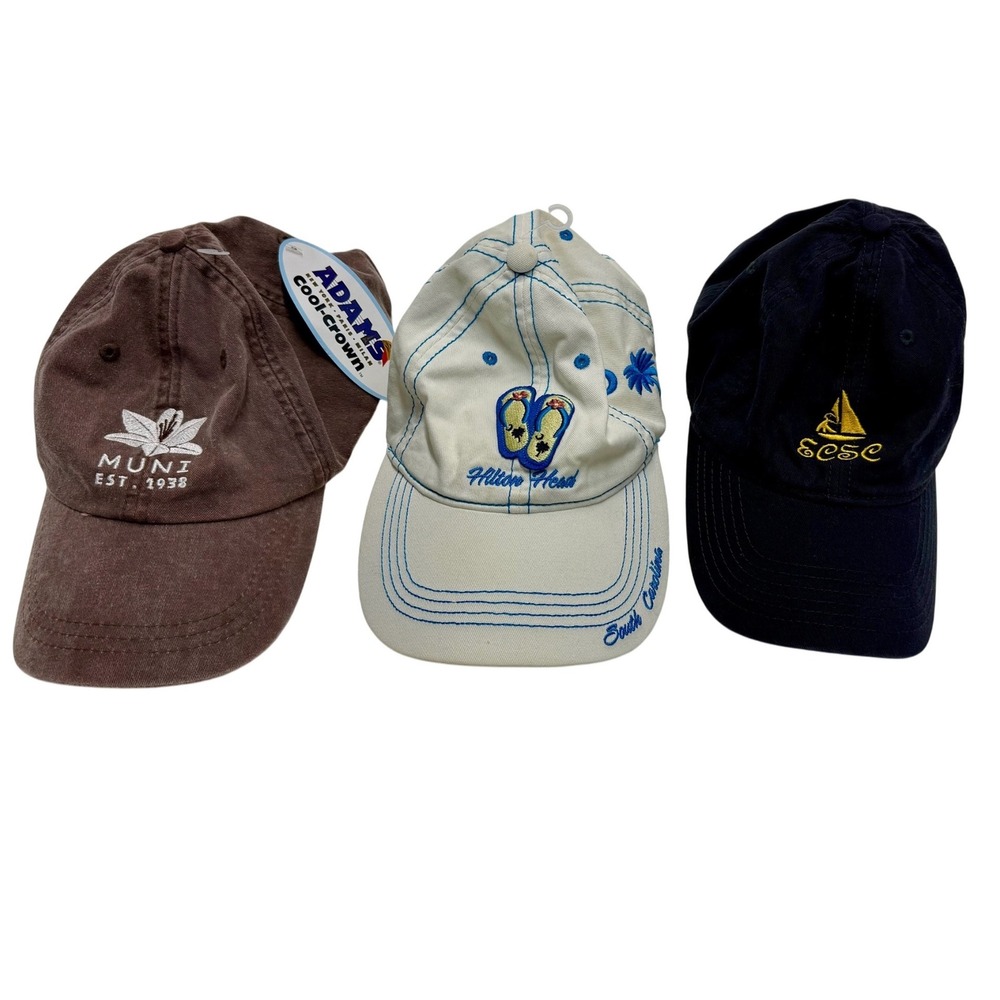 Lot of 3 Baseball Caps Womens Casual‎ Adjustable Strap Embroidered Graphics